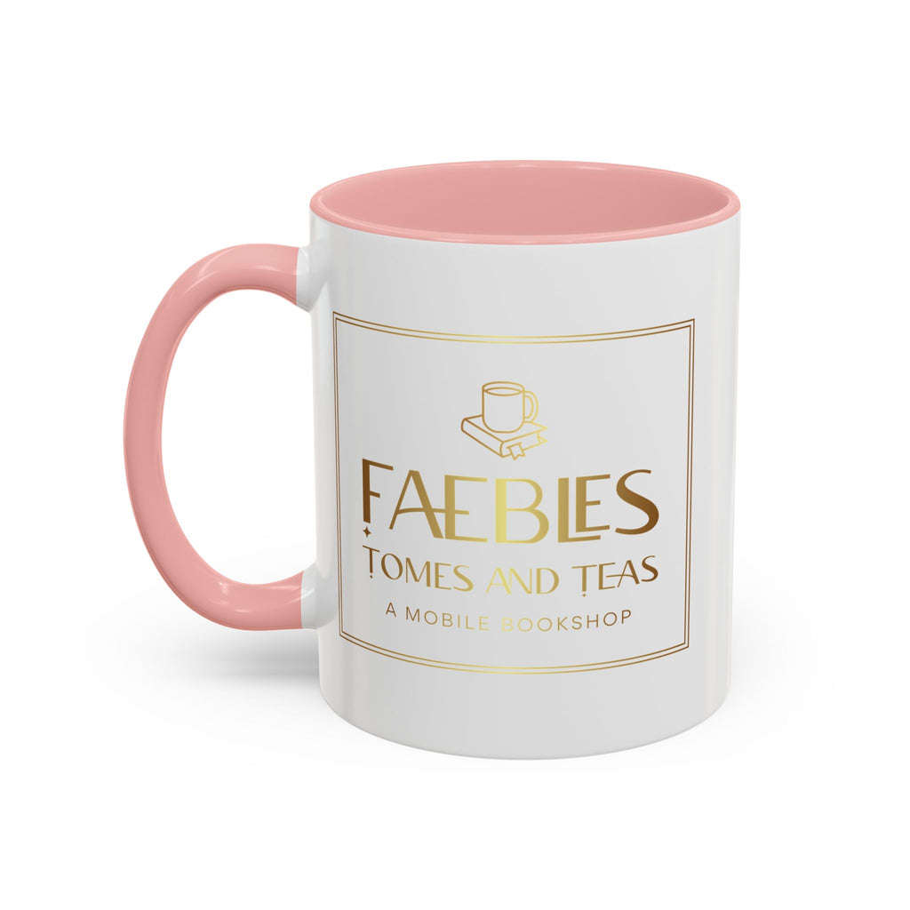 Faebles Tomes and Teas Accent Coffee Mug — Gold Logo Bookshop Ceramic Mug (11/15oz)