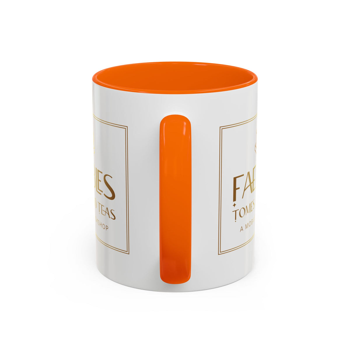 Faebles Tomes and Teas Accent Coffee Mug — Gold Logo Bookshop Ceramic Mug (11/15oz)