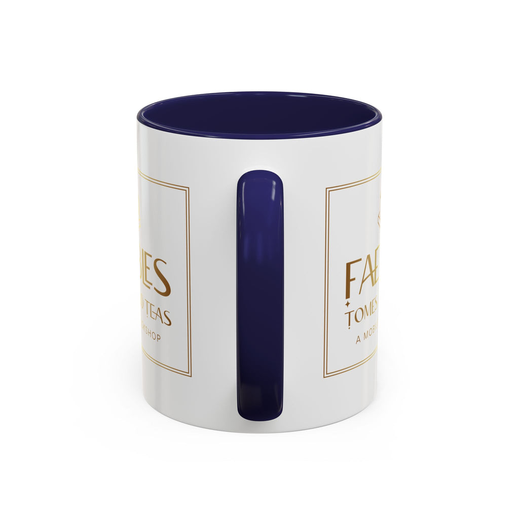 Faebles Tomes and Teas Accent Coffee Mug — Gold Logo Bookshop Ceramic Mug (11/15oz)