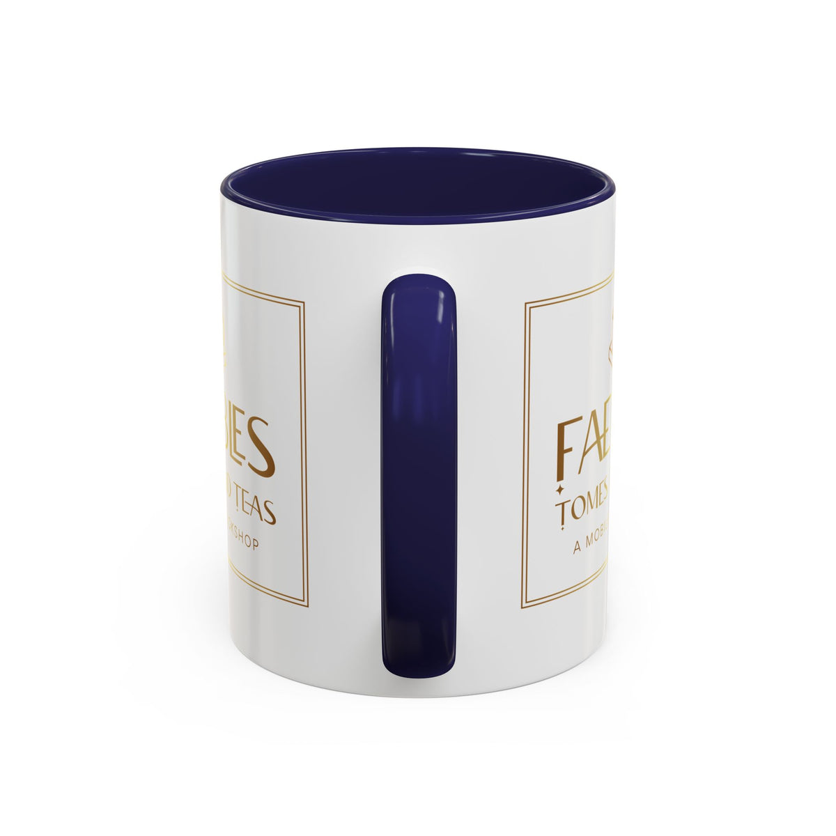 Faebles Tomes and Teas Accent Coffee Mug — Gold Logo Bookshop Ceramic Mug (11/15oz)