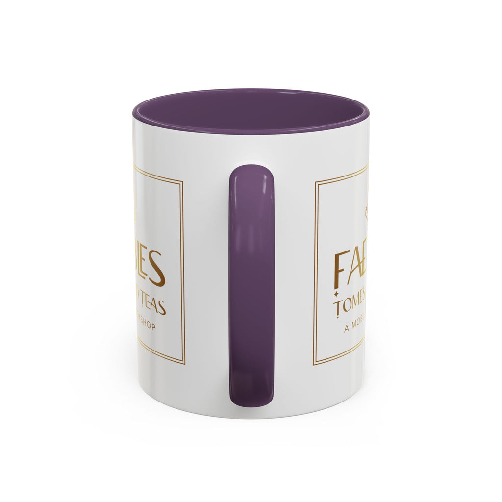Faebles Tomes and Teas Accent Coffee Mug — Gold Logo Bookshop Ceramic Mug (11/15oz)
