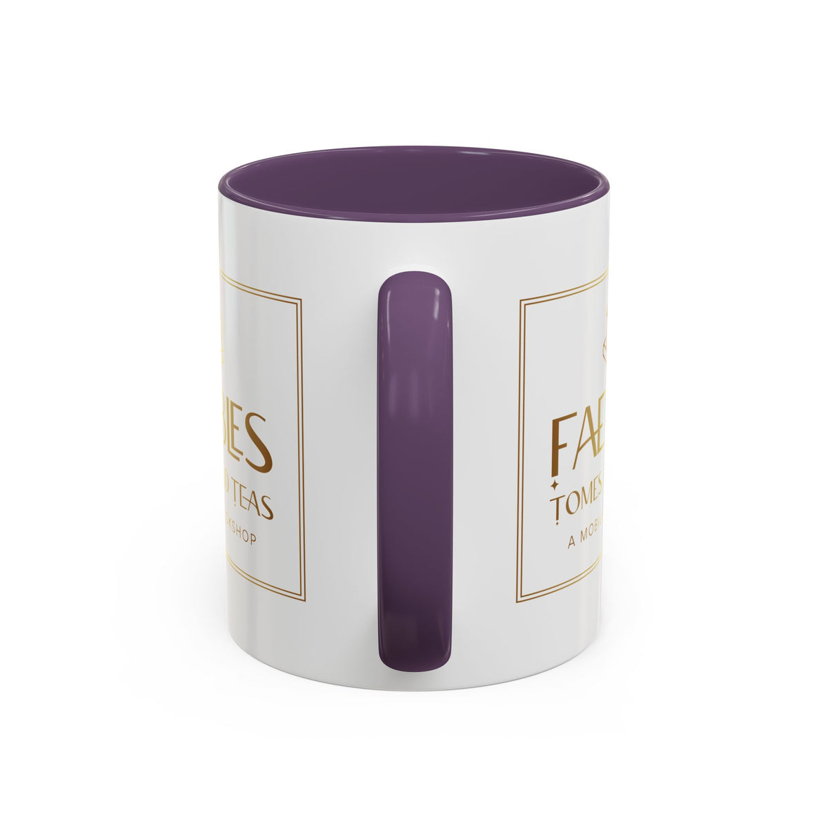 Faebles Tomes and Teas Accent Coffee Mug — Gold Logo Bookshop Ceramic Mug (11/15oz)