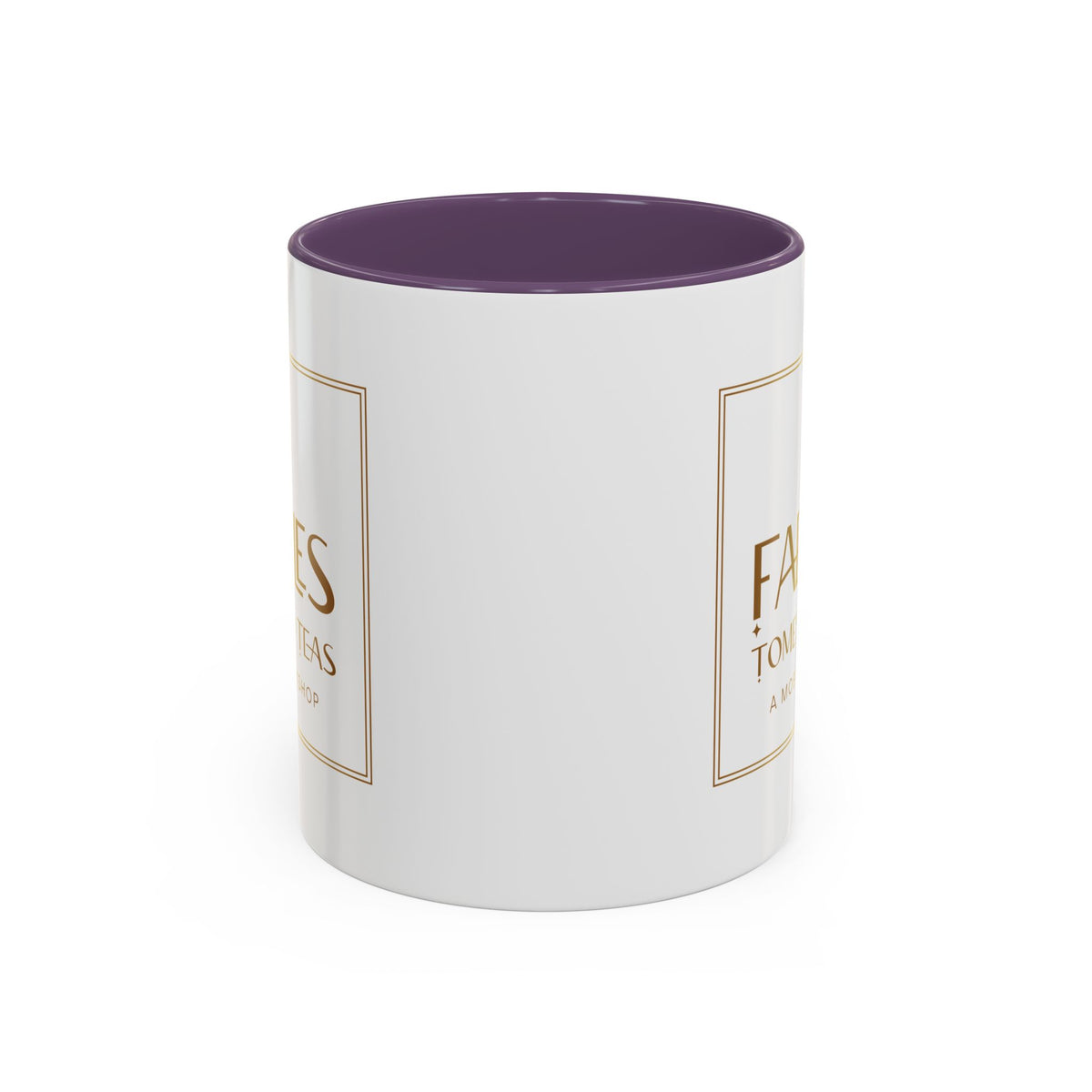 Faebles Tomes and Teas Accent Coffee Mug — Gold Logo Bookshop Ceramic Mug (11/15oz)