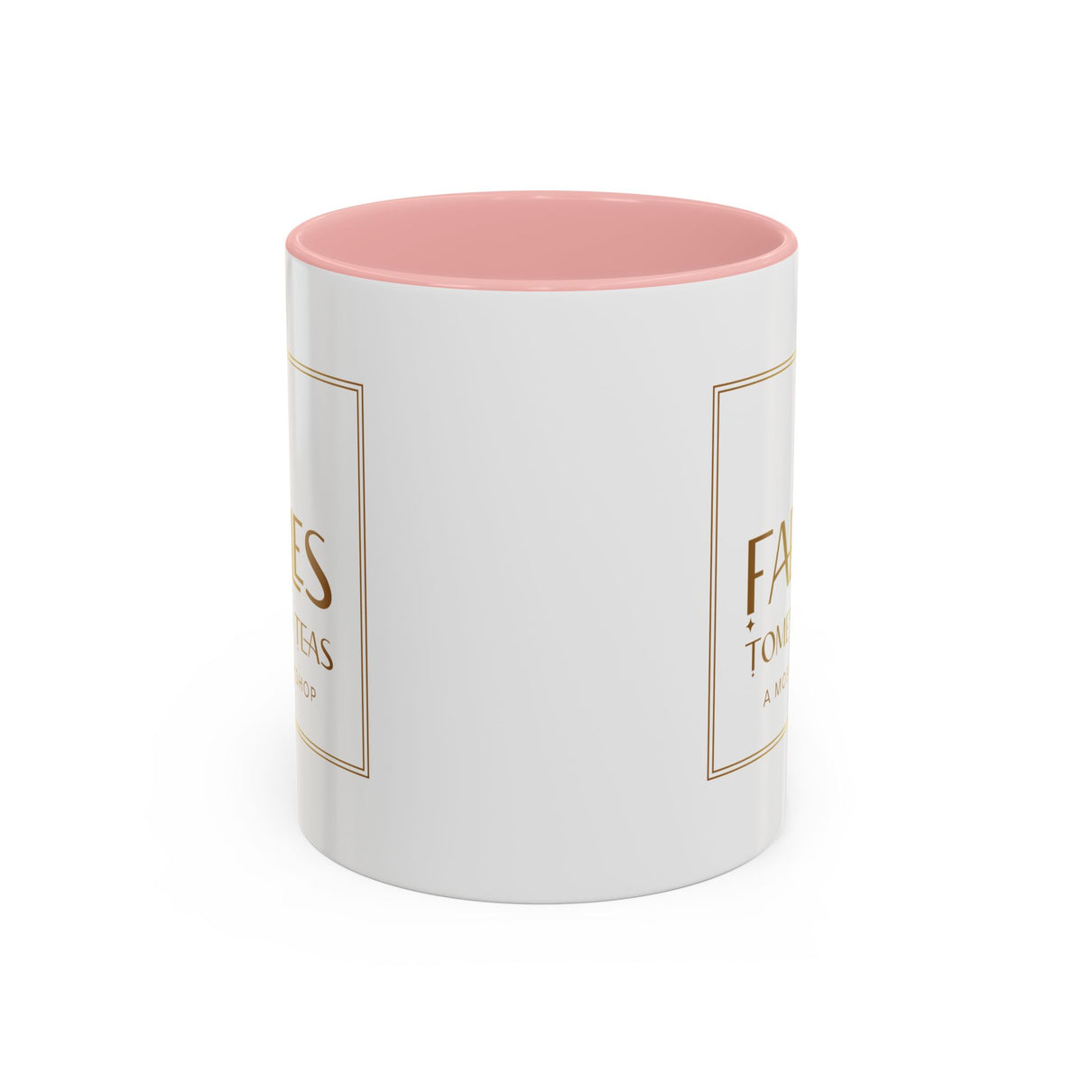 Faebles Tomes and Teas Accent Coffee Mug — Gold Logo Bookshop Ceramic Mug (11/15oz)