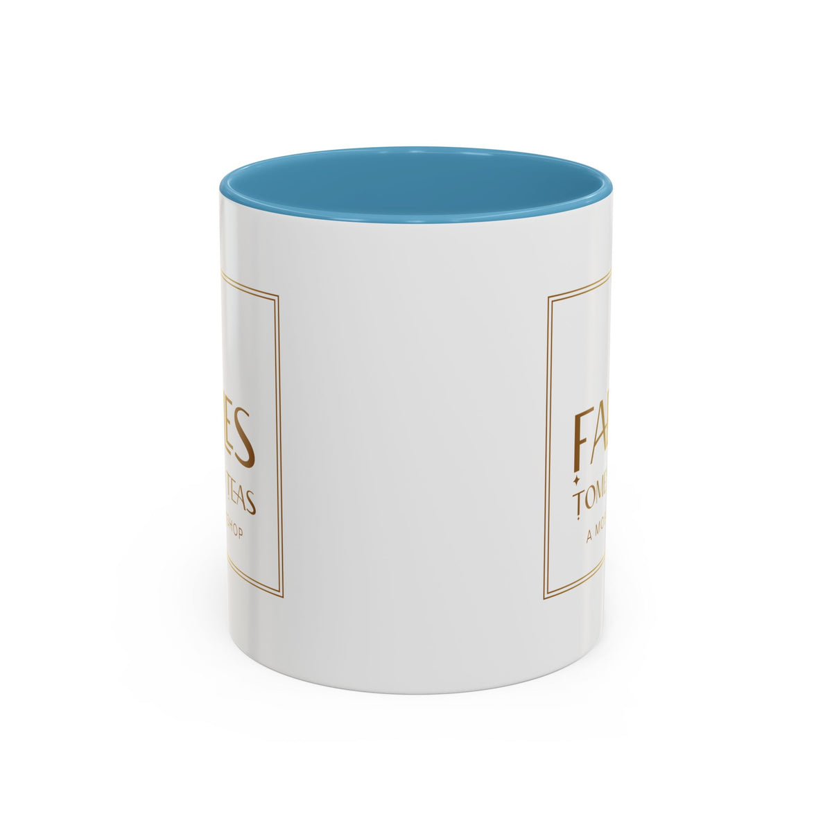 Faebles Tomes and Teas Accent Coffee Mug — Gold Logo Bookshop Ceramic Mug (11/15oz)