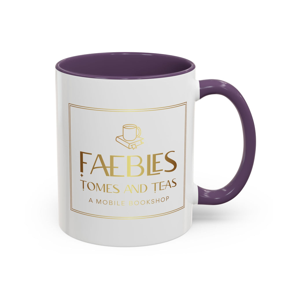 Faebles Tomes and Teas Accent Coffee Mug — Gold Logo Bookshop Ceramic Mug (11/15oz)