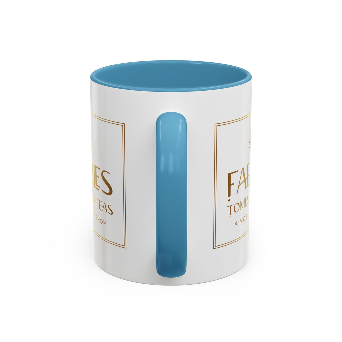 Faebles Tomes and Teas Accent Coffee Mug — Gold Logo Bookshop Ceramic Mug (11/15oz)