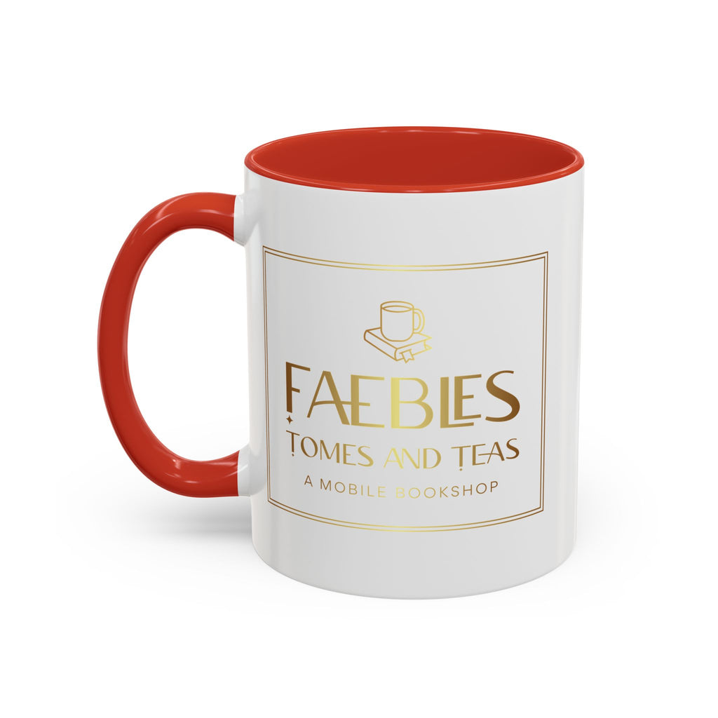 Faebles Tomes and Teas Accent Coffee Mug — Gold Logo Bookshop Ceramic Mug (11/15oz)