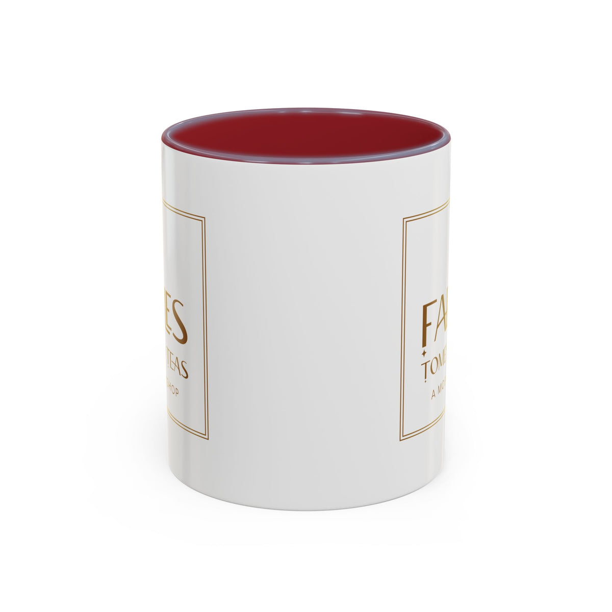 Faebles Tomes and Teas Accent Coffee Mug — Gold Logo Bookshop Ceramic Mug (11/15oz)