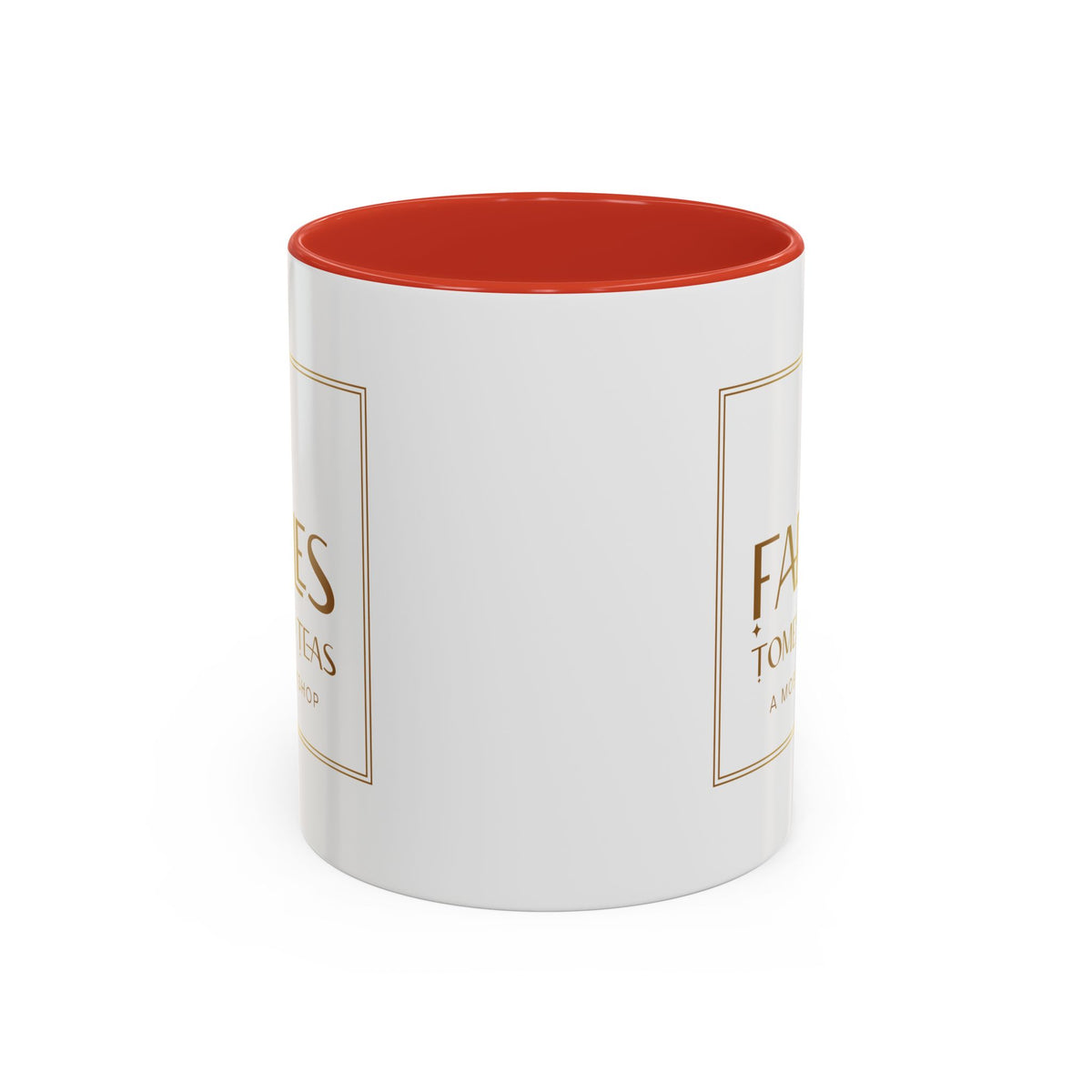 Faebles Tomes and Teas Accent Coffee Mug — Gold Logo Bookshop Ceramic Mug (11/15oz)