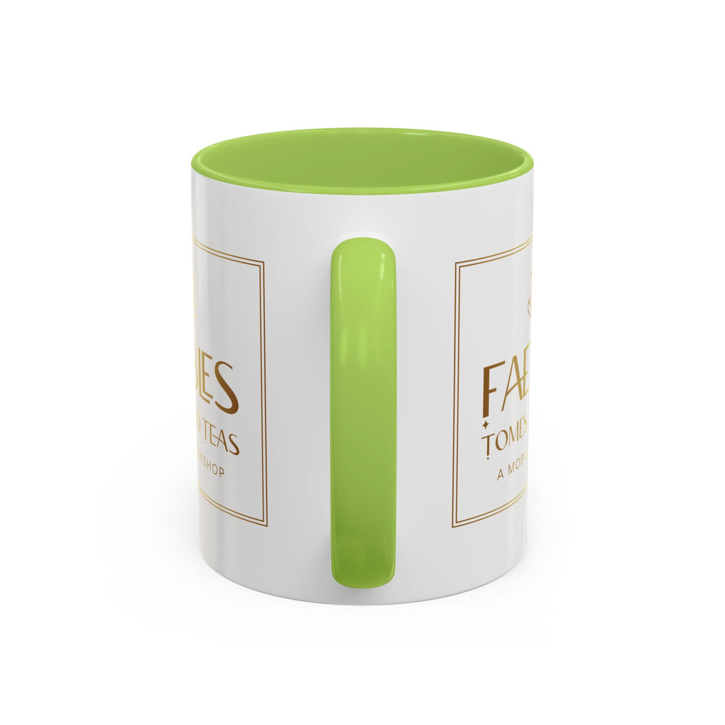 Faebles Tomes and Teas Accent Coffee Mug — Gold Logo Bookshop Ceramic Mug (11/15oz)