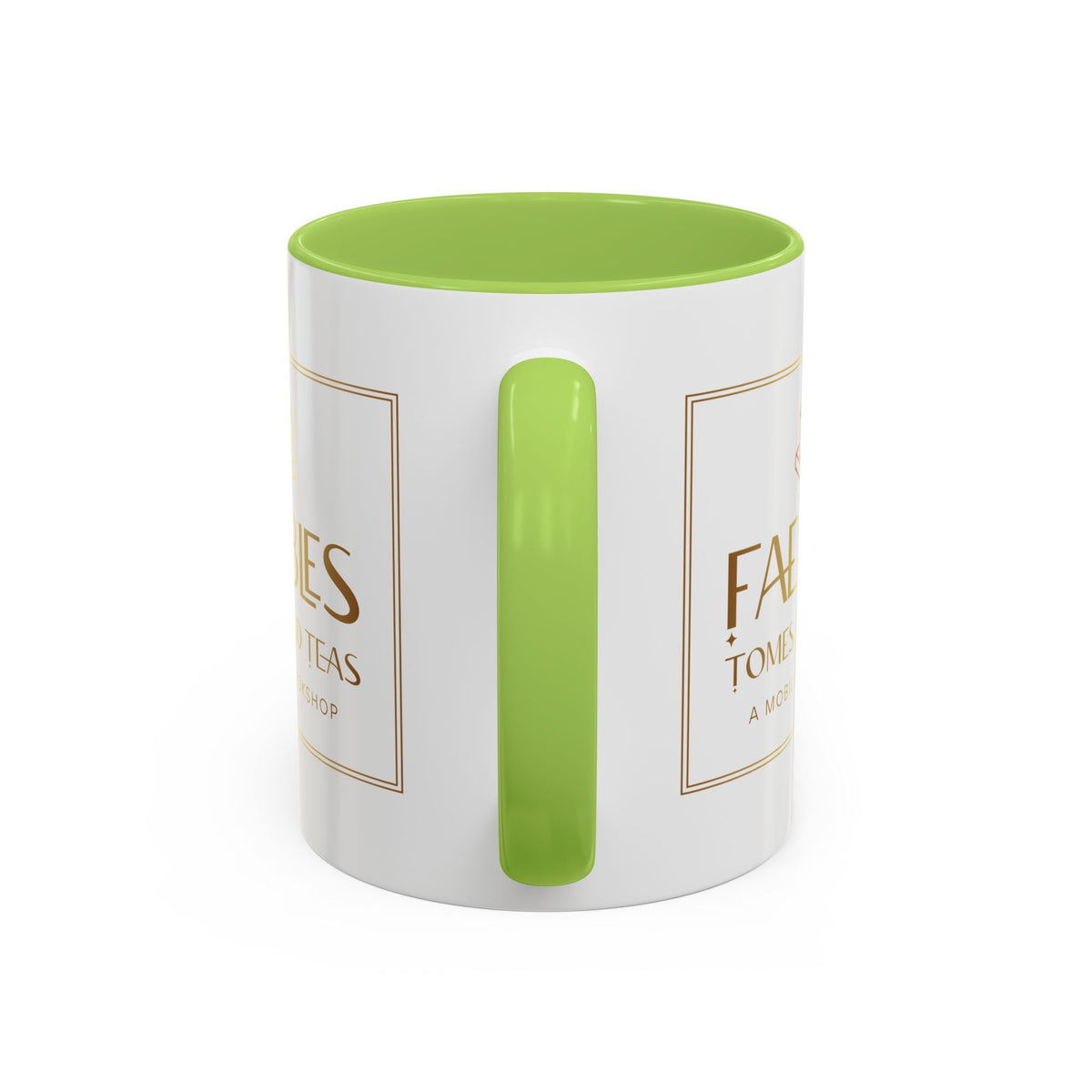 Faebles Tomes and Teas Accent Coffee Mug — Gold Logo Bookshop Ceramic Mug (11/15oz)