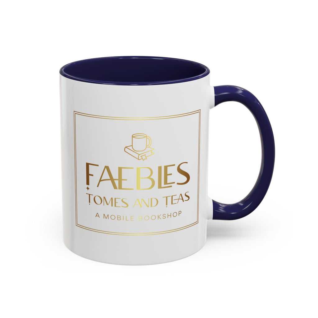 Faebles Tomes and Teas Accent Coffee Mug — Gold Logo Bookshop Ceramic Mug (11/15oz)