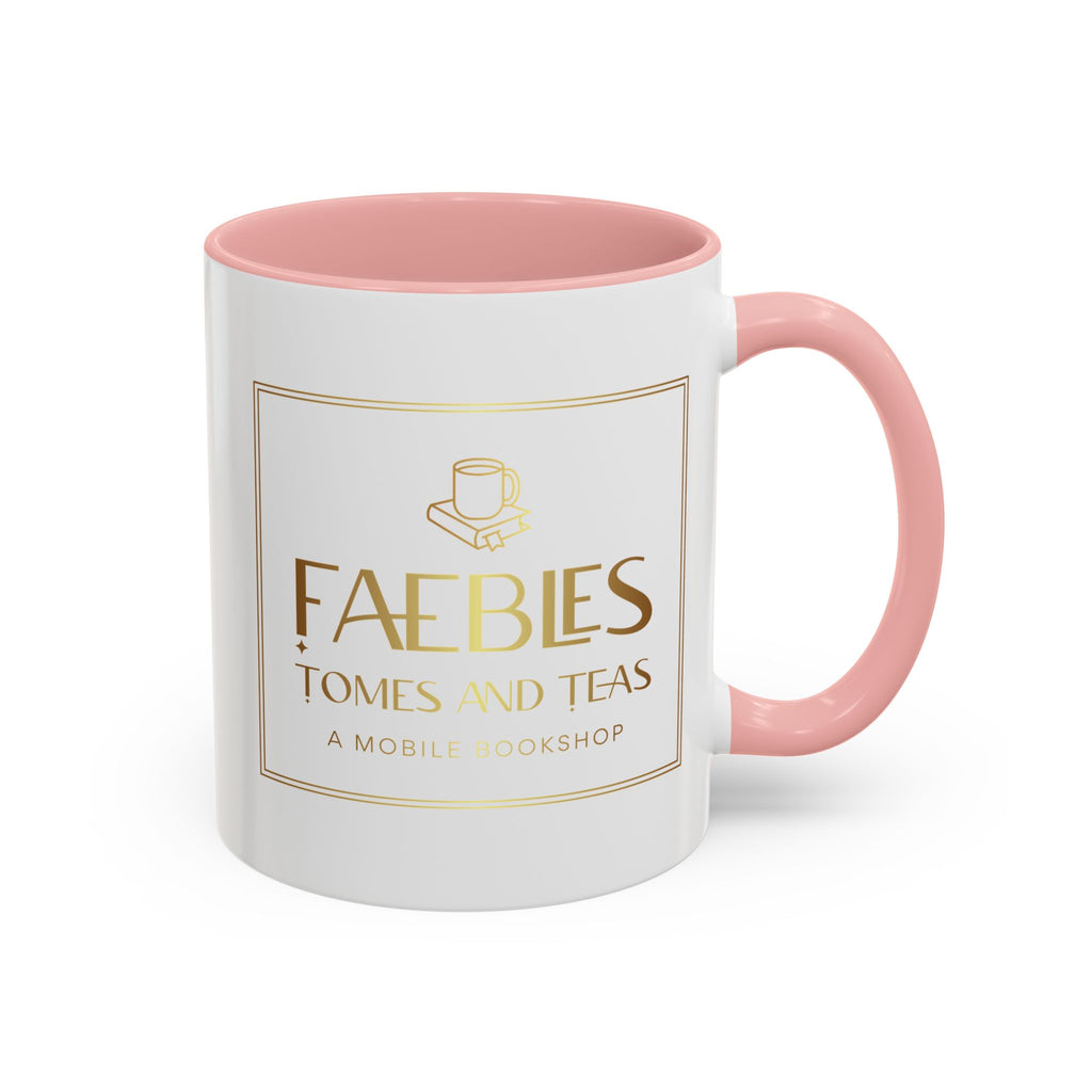 Faebles Tomes and Teas Accent Coffee Mug — Gold Logo Bookshop Ceramic Mug (11/15oz)