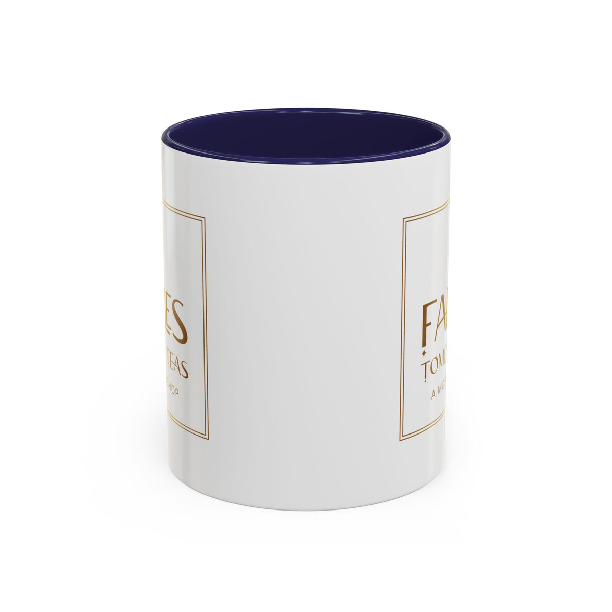 Faebles Tomes and Teas Accent Coffee Mug — Gold Logo Bookshop Ceramic Mug (11/15oz)