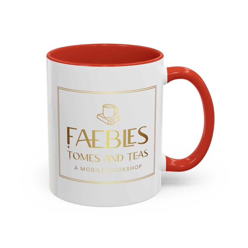 Faebles Tomes and Teas Accent Coffee Mug — Gold Logo Bookshop Ceramic Mug (11/15oz)