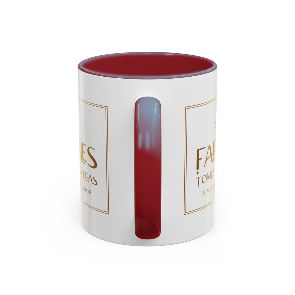 Faebles Tomes and Teas Accent Coffee Mug — Gold Logo Bookshop Ceramic Mug (11/15oz)