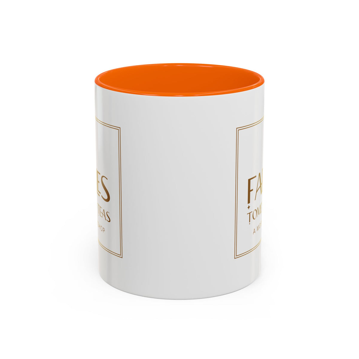Faebles Tomes and Teas Accent Coffee Mug — Gold Logo Bookshop Ceramic Mug (11/15oz)