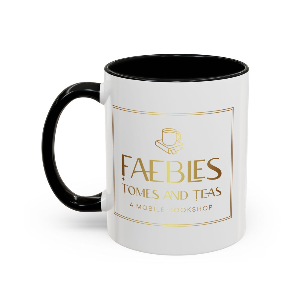 Faebles Tomes and Teas Accent Coffee Mug — Gold Logo Bookshop Ceramic Mug (11/15oz)