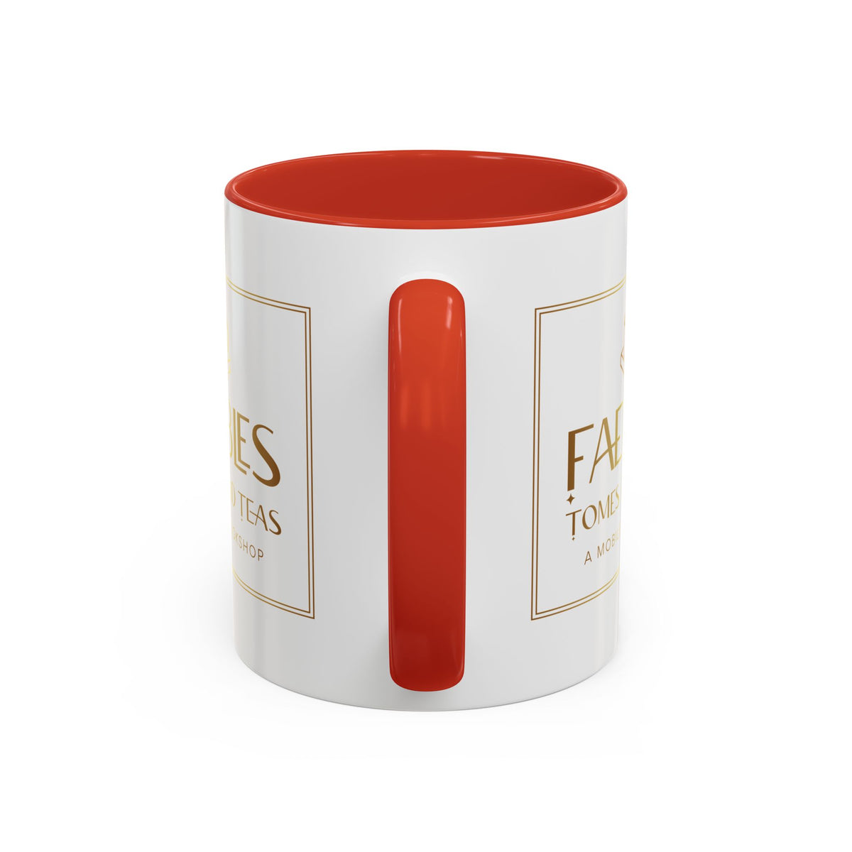 Faebles Tomes and Teas Accent Coffee Mug — Gold Logo Bookshop Ceramic Mug (11/15oz)
