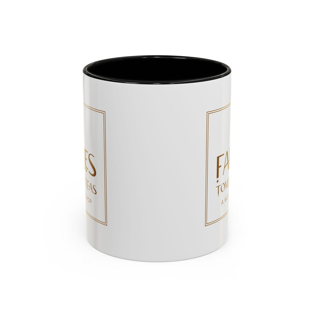 Faebles Tomes and Teas Accent Coffee Mug — Gold Logo Bookshop Ceramic Mug (11/15oz)