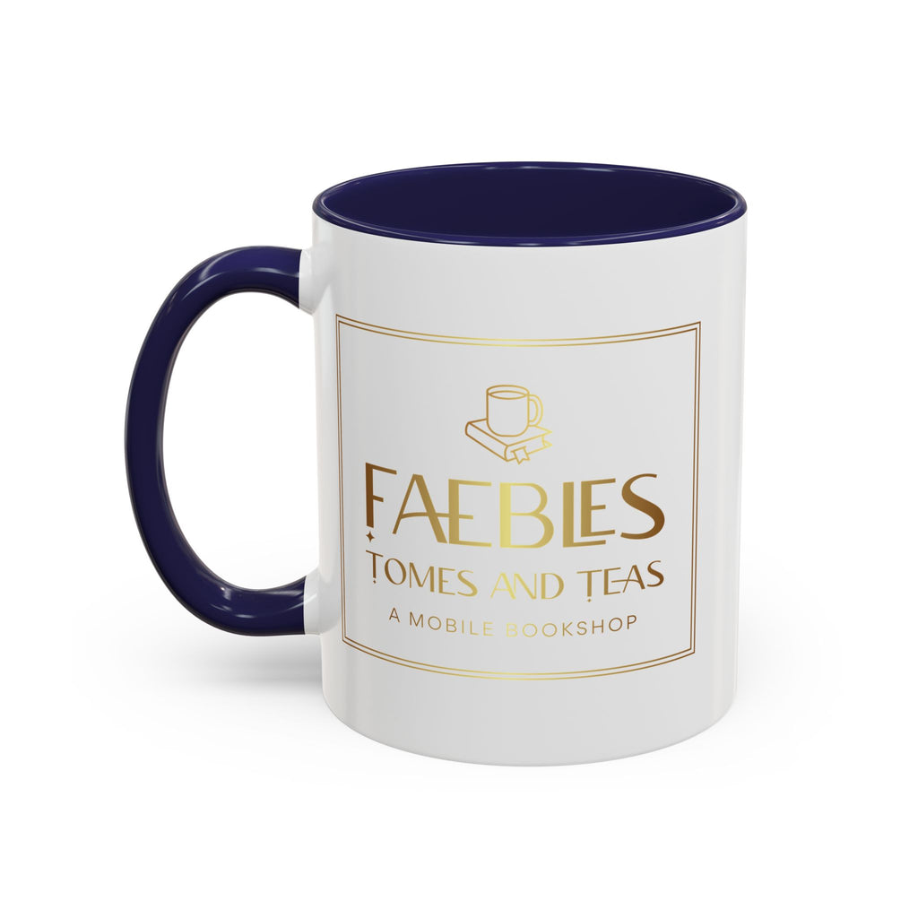 Faebles Tomes and Teas Accent Coffee Mug — Gold Logo Bookshop Ceramic Mug (11/15oz)