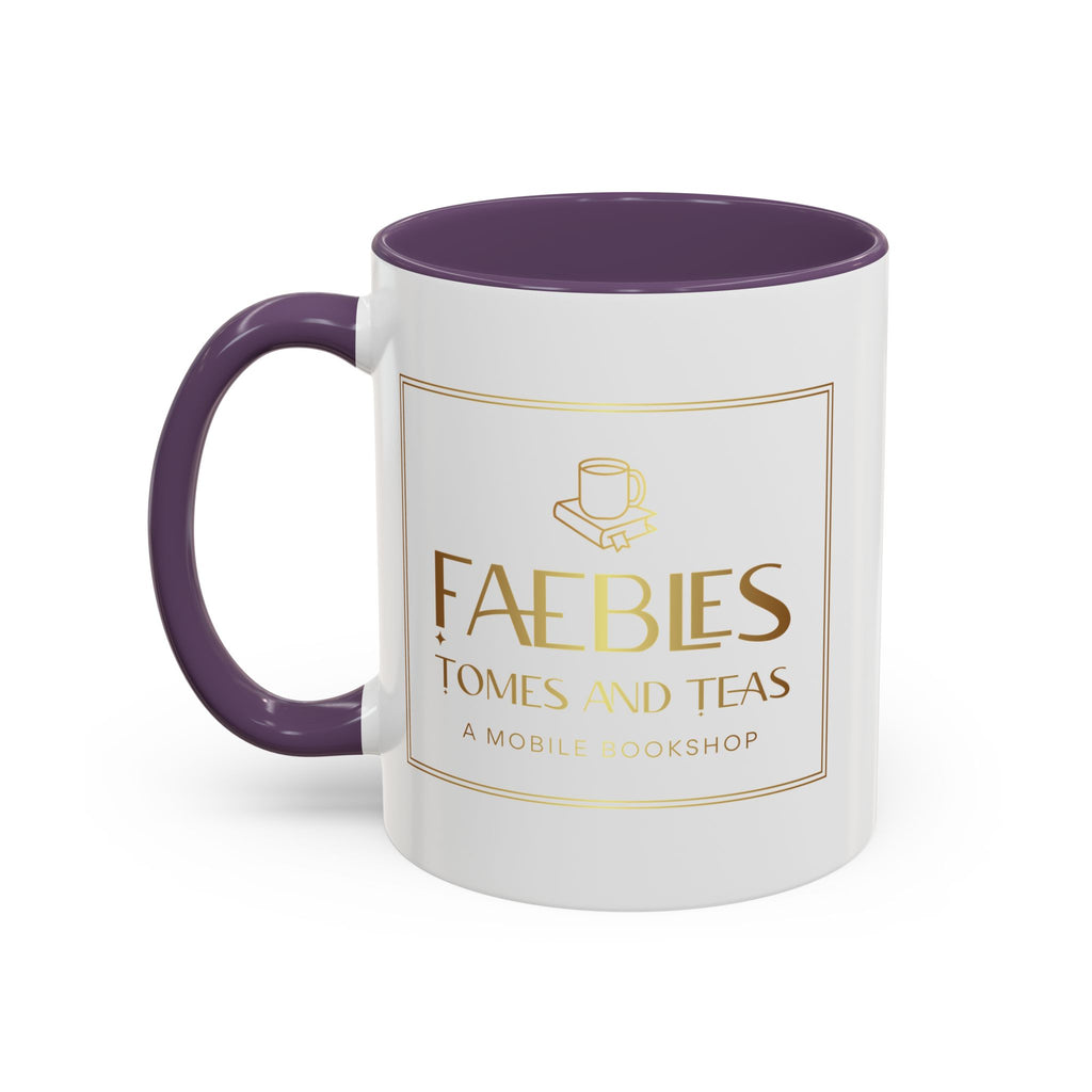 Faebles Tomes and Teas Accent Coffee Mug — Gold Logo Bookshop Ceramic Mug (11/15oz)