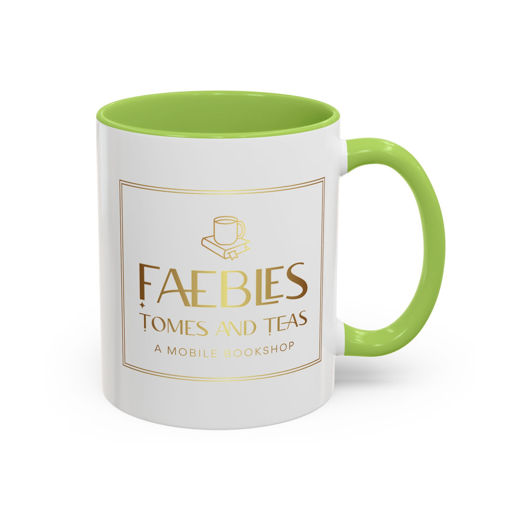 Faebles Tomes and Teas Accent Coffee Mug — Gold Logo Bookshop Ceramic Mug (11/15oz)