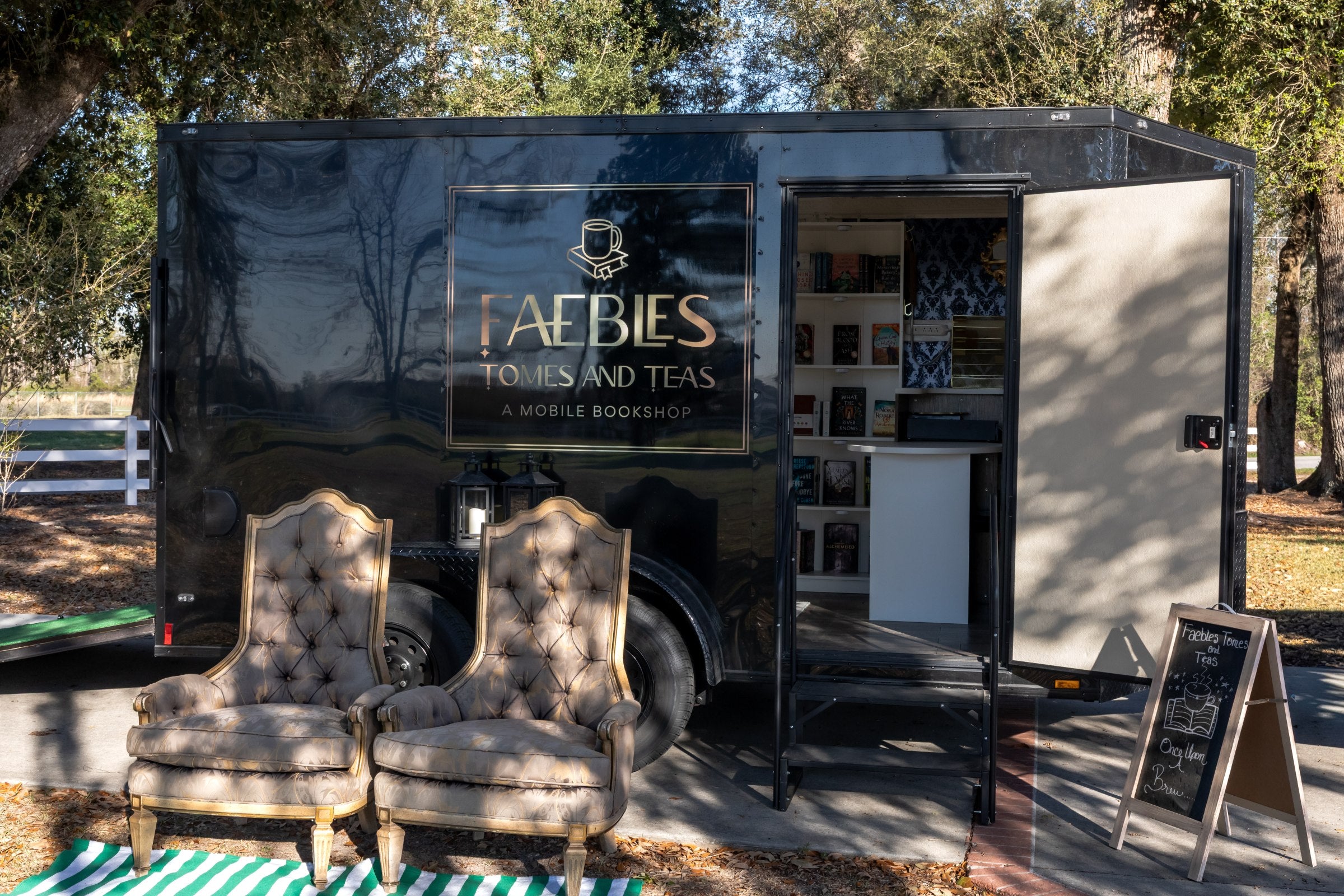 Faebles Tomes and Teas mobile bookstore Carriage