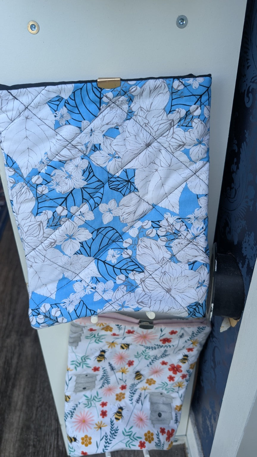 Blue Botanical quilted book sleeve