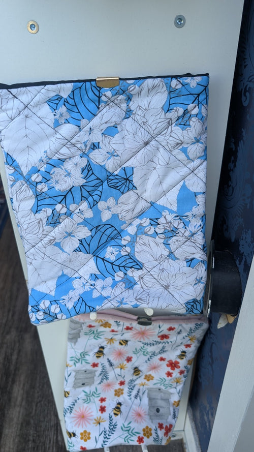 Blue Botanical quilted book sleeve