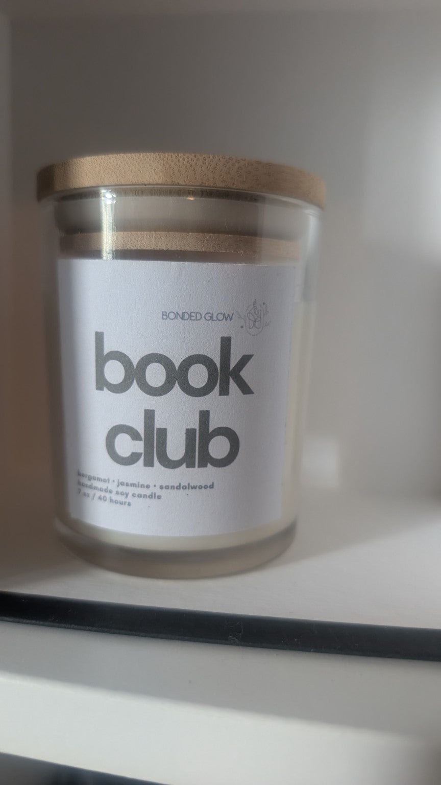 Book Club 7 oz soy wax candle by Bonded Glow