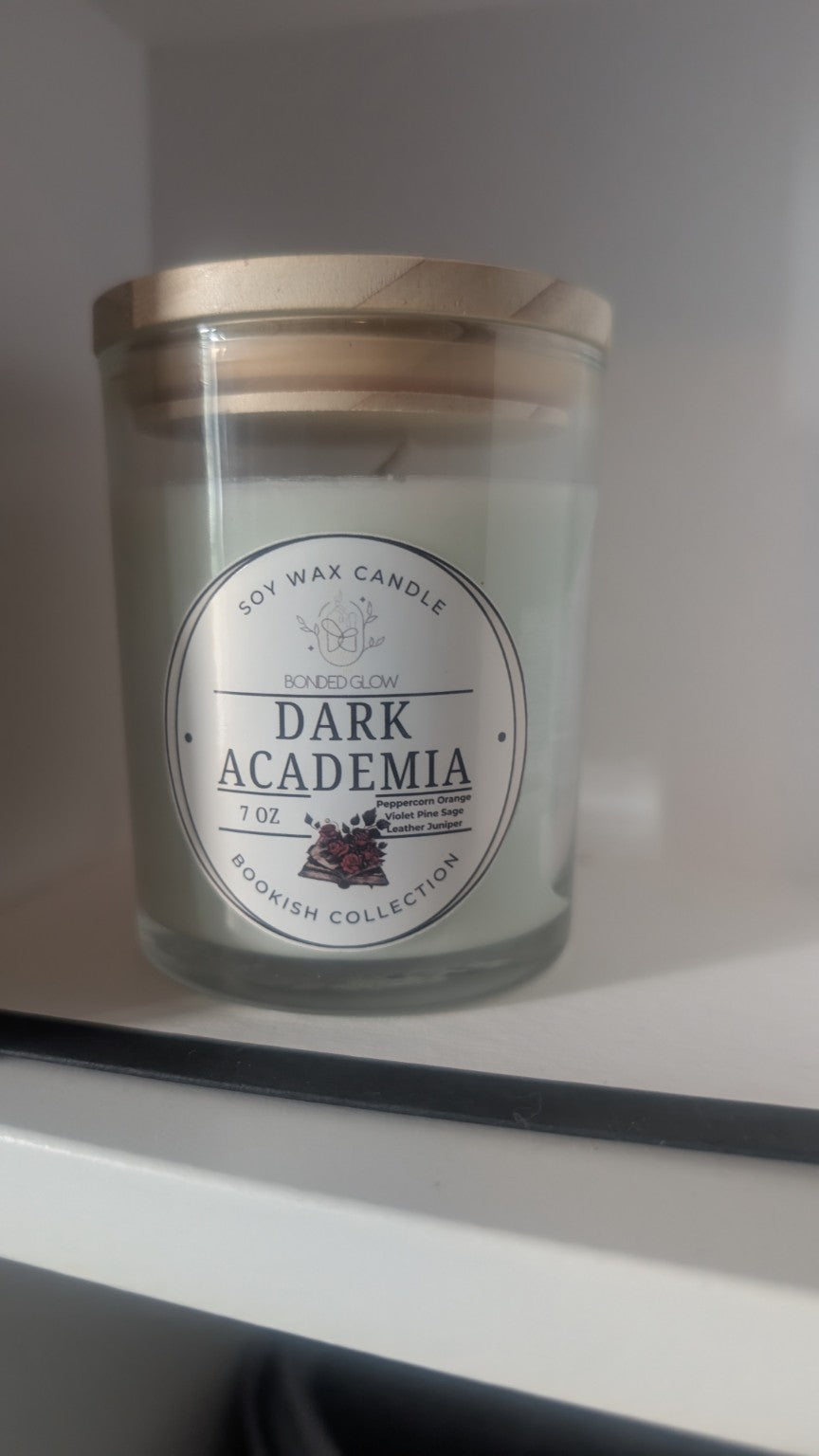 Dark Academia 7 oz soy wax candle by Bonded Glow
