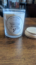 Thriller Reader 7 oz soy wax candle by Bonded Glow