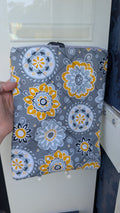 Golden Grey Floral quilted book sleeve