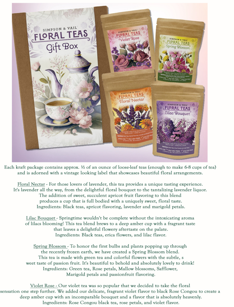 Floral Tea Sampler Gift Box - 4 Packages
