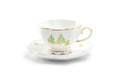 Grace Teaware Christmas Pine Trees 7.5oz Fine Porcelain Tea Cup and Saucer