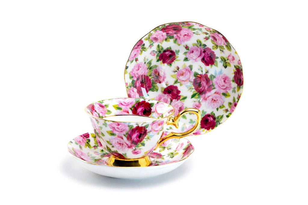 Pink Rose Gold 7oz Bone China Tea Cup and Saucer One Set