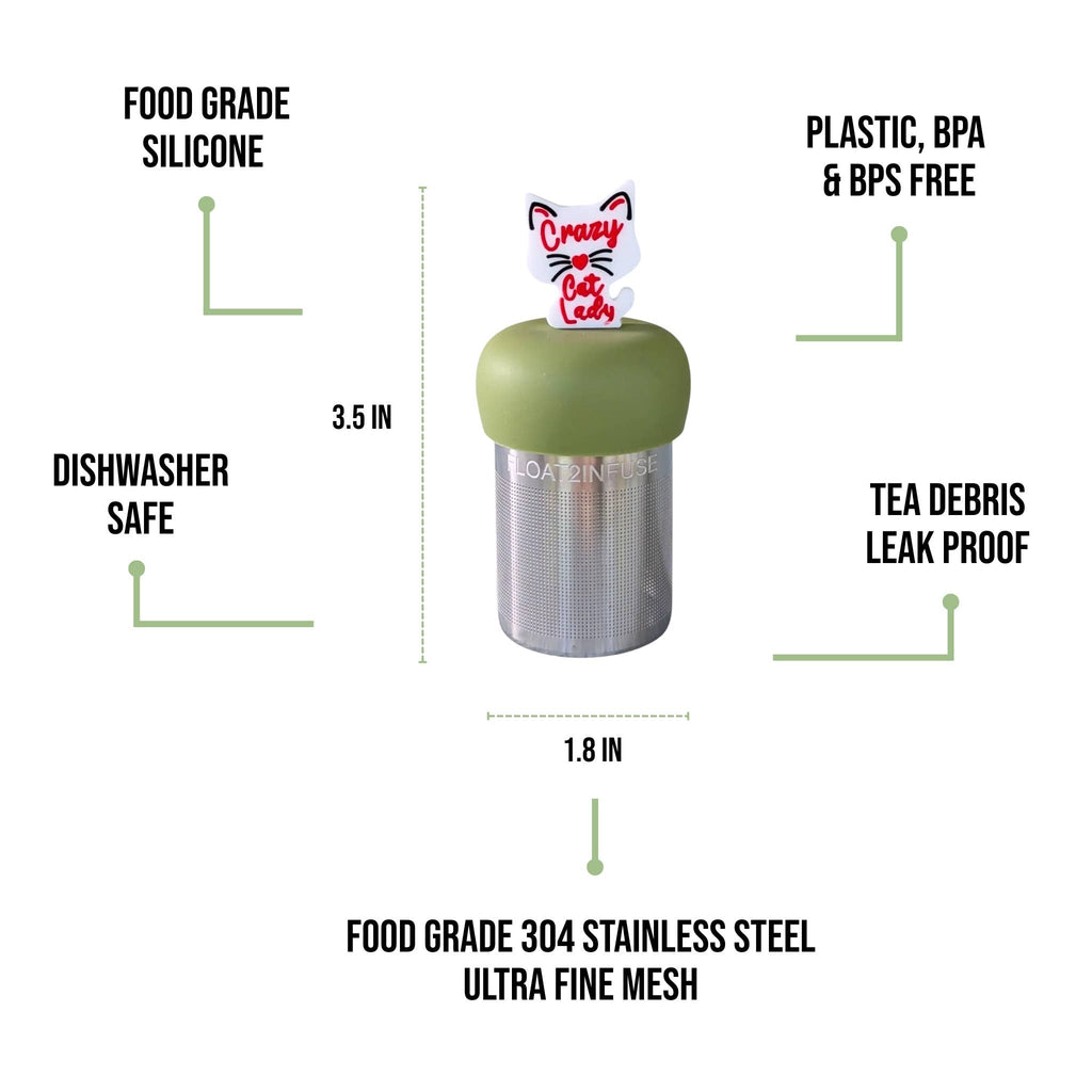 Crazy Cat Lady | Floating Tea Infuser | Green Base | White