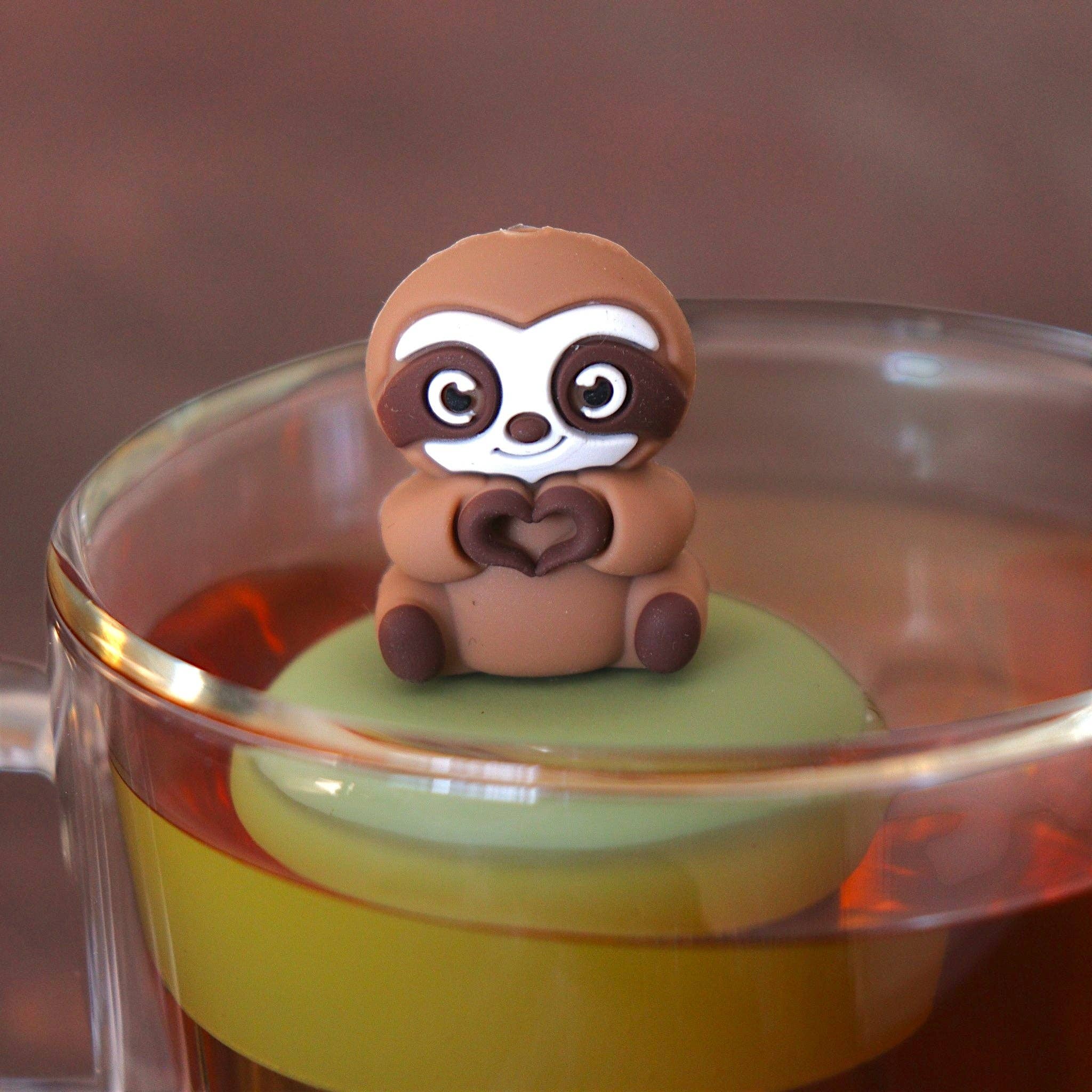 Heart Sloth| Floating Tea Infuser | Green Base | Brown Sloth
