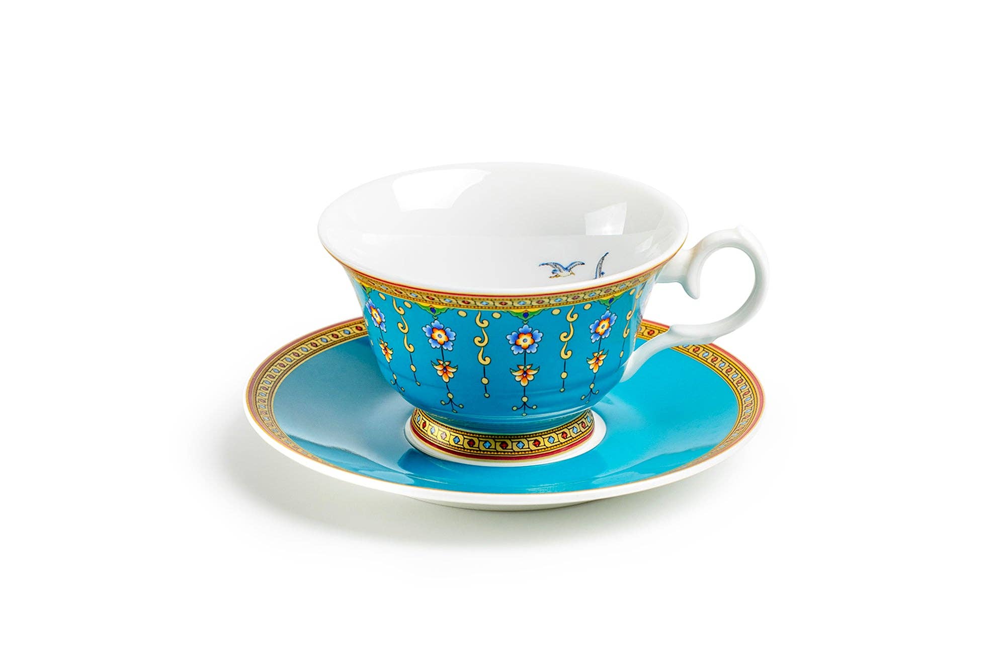 Royal Turquoise Voyage 6oz Bone China Tea Cup and Saucer