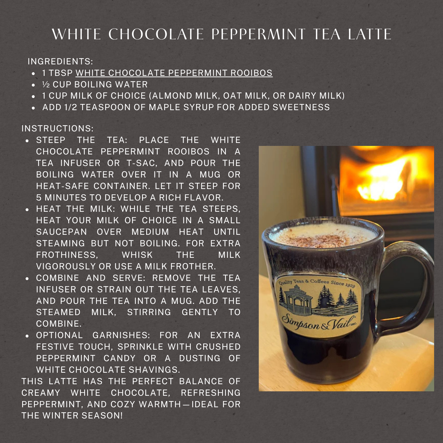 White Chocolate Peppermint Rooibos Herbal Tisane - 4oz Tin