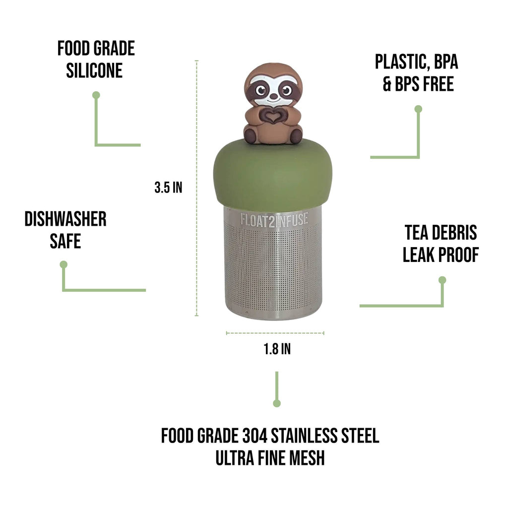 Heart Sloth| Floating Tea Infuser | Green Base | Brown Sloth