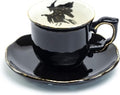 Potter s Studio Halloween Witch Black Gold Tea Cup and Saucer