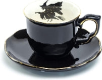 Potter s Studio Halloween Witch Black Gold Tea Cup and Saucer