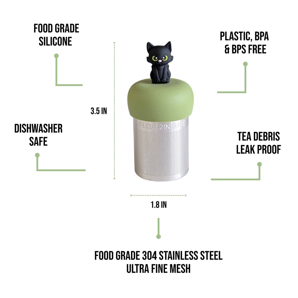 Halloween Cat | Floating Tea Infuser | Green Base | Black