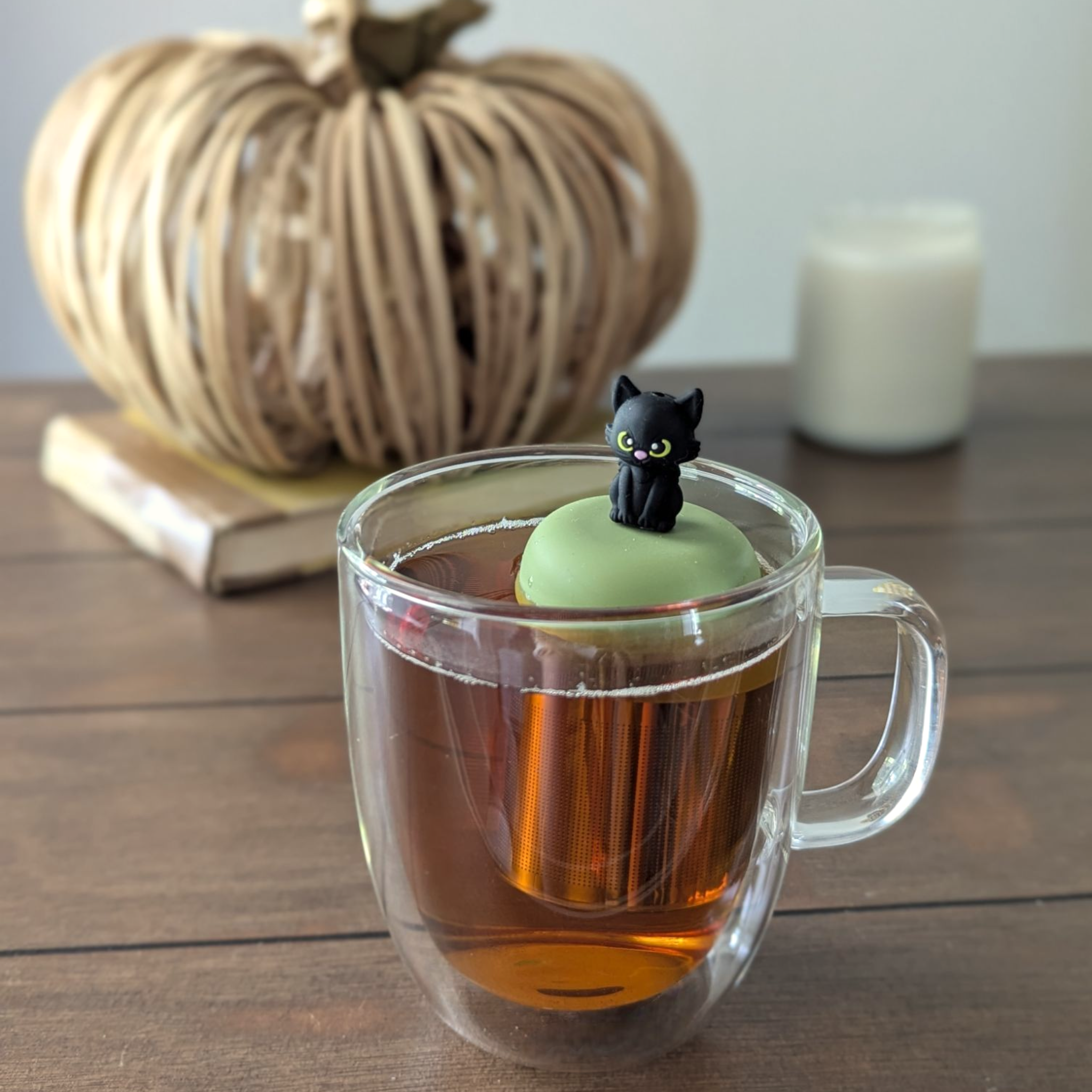 Halloween Cat | Floating Tea Infuser | Green Base | Black