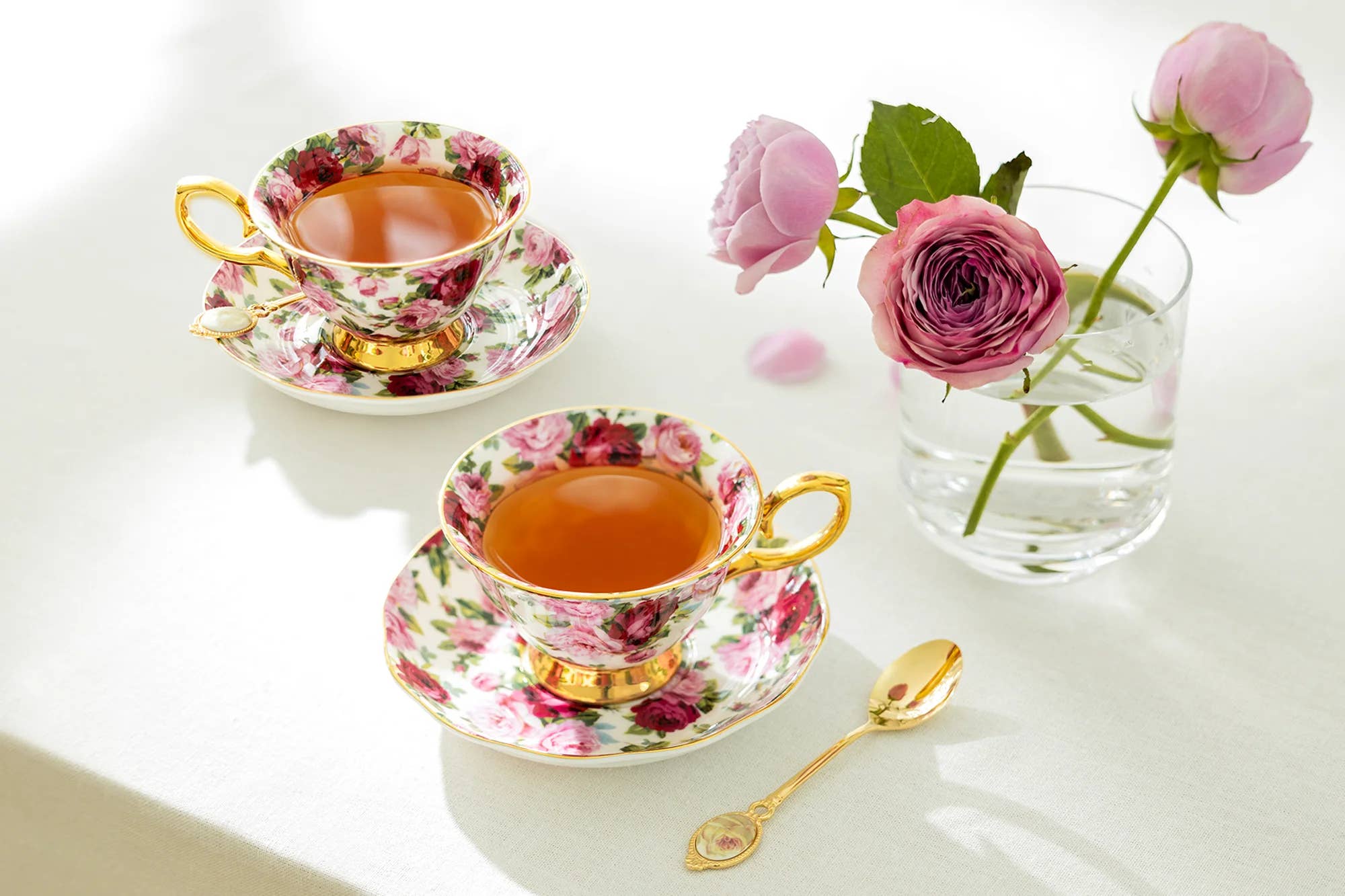 Pink Rose Gold 7oz Bone China Tea Cup and Saucer One Set