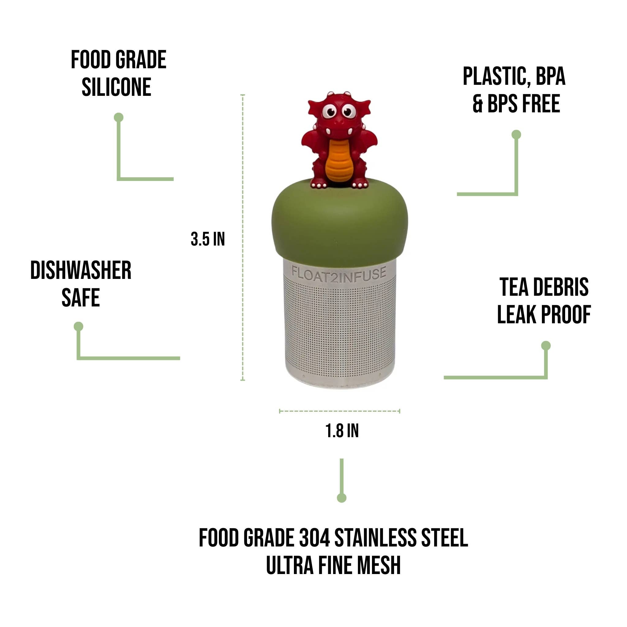 Floating Red Dragon Tea Infuser I Green Base | Tea Infuser