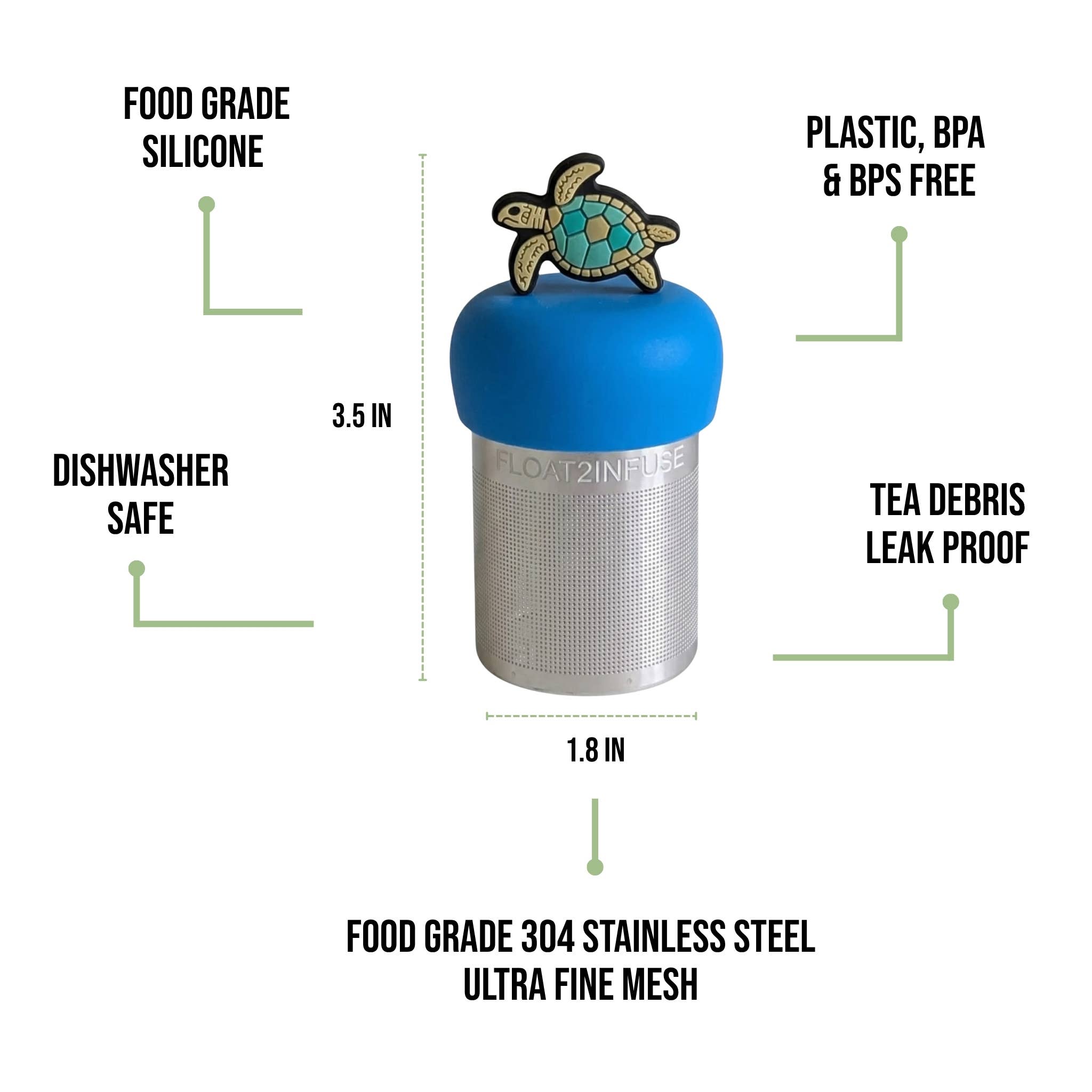 Sea Turtle | Floating Tea Infuser | Blue Base |Green Turtle